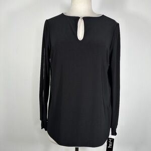 NWT Joseph Ribkoff Black Top W/white Trim Splat Sleeves Blouse Women's Sz 8